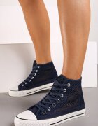  Tenisi Bleumarin cu croială înaltă decorați cu perforații Velagia