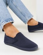 Teniși bleumarin din material textil cu talpă plată Ediany