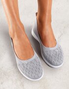  Tenisi Gri Slip-on cu Talpă Plată decorați cu Imitație de Zirconiu Foviana