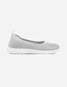  Tenisi Gri Slip-on cu Talpă Plată decorați cu Imitație de Zirconiu Foviana