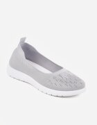  Tenisi Gri Slip-on cu Talpă Plată decorați cu Imitație de Zirconiu Foviana