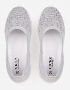  Tenisi Gri Slip-on cu Talpă Plată decorați cu Imitație de Zirconiu Foviana