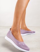 Tenisi Mov slip-on cu talpă plată decorate cu imitație de zirconii Foviana