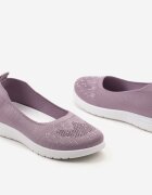  Tenisi Mov slip-on cu talpă plată decorate cu imitație de zirconii Foviana