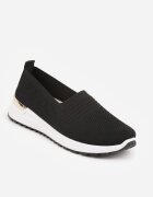  Tenisi Negri cu Inserție Decorativă pe Talpă și Branț Elastic Ixtella