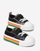  Tenisi Negri cu Talpă Colorată și Velcro Adenne