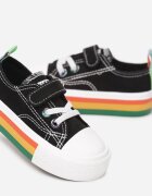  Tenisi Negri cu Talpă Colorată și Velcro Adenne
