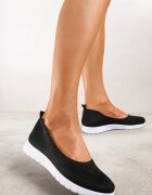  Tenisi negri slip-on pe talpă plată decorați cu imitație de zirconii Foviana