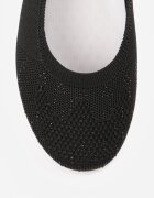  Tenisi negri slip-on pe talpă plată decorați cu imitație de zirconii Foviana