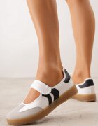  Tenisuri casual în stil balerini cu curea cu scai Hermelle Albi