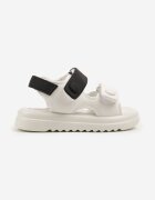 tom.m Sandale Alb-Negru Chunky cu Branț din Piele și Închidere cu Velcro Davionelle