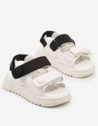 tom.m Sandale Alb-Negru Chunky cu Branț din Piele și Închidere cu Velcro Davionelle