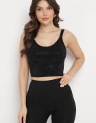 Top Negru Mulat cu strass-uri fine Eraina