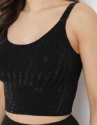  Top Negru Mulat cu strass-uri fine Eraina