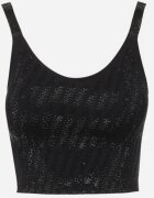  Top Negru Mulat cu strass-uri fine Eraina