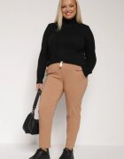 tp collection Pantaloni bej din bumbac decorați cu șnur cu inscripția Olemira