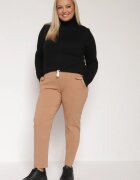 tp collection Pantaloni bej din bumbac decorați cu șnur cu inscripția Olemira