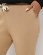 tp collection Pantaloni joggeri de trening bej cu talie înaltă și inscripții Lerithelle