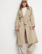  Trenci Bej Dublu Oversized cu Curea Inathara