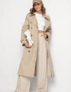  Trenci Bej Dublu Oversized cu Curea Inathara