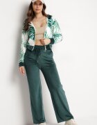  Trening din velur verde închis Bluză cu imprimeu floral și Pantaloni largi Taniussa