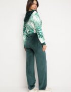  Trening din velur verde închis Bluză cu imprimeu floral și Pantaloni largi Taniussa