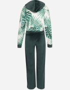  Trening din velur verde închis Bluză cu imprimeu floral și Pantaloni largi Taniussa