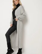 tricot station Cardigan Gri Lung până la glezne cu elastic la mâneci Stevea