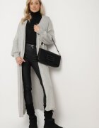 tricot station Cardigan Gri Lung până la glezne cu elastic la mâneci Stevea