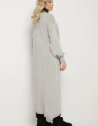 tricot station Cardigan Gri Lung până la glezne cu elastic la mâneci Stevea