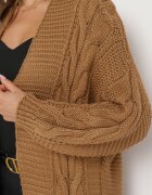 tricot station Cardigan Lung Maro cu model torsadat Bovzana