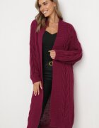 tricot station Cardigan Lung Mov închis cu model torsadat Bovzana