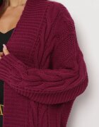 tricot station Cardigan Lung Mov închis cu model torsadat Bovzana