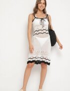 tricot station Rochie Albă Croșetată cu bretele din viscoză cu fir metalic Filadria