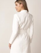 tricot station Rochie Albă în Stil Sacou cu Cordon și Umeri Întăriți Etinella