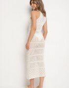 tricot station Rochie bej cu croi cambrat din tricot ajurat Tiamisse
