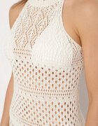 tricot station Rochie bej cu croi cambrat din tricot ajurat Tiamisse
