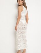 tricot station Rochie Bej deschis cu croială cambrată din tricot ajurat Tiamisse