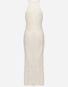 tricot station Rochie Bej deschis cu croială cambrată din tricot ajurat Tiamisse