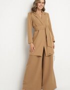 tricot station Rochie Bej închis în stil sacou cu curea și umeri întăriți Etinella