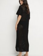 tricot station Rochie neagră din plasă tip cămașă din bumbac Folaris