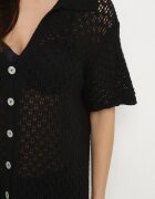 tricot station Rochie neagră din plasă tip cămașă din bumbac Folaris