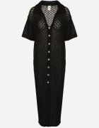 tricot station Rochie neagră din plasă tip cămașă din bumbac Folaris