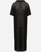 tricot station Rochie neagră din plasă tip cămașă din bumbac Folaris