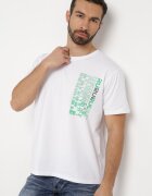  Tricou alb de bumbac cu imprimeu decorativ pe partea din față Ulitiama