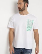  Tricou alb de bumbac cu imprimeu decorativ pe partea din față Ulitiama