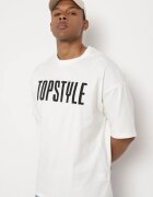  Tricou Alb din Bumbac cu Mânecă Scurtă și Imprimeuri Decorative pe Spate și în Față Azariel