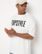  Tricou Alb din Bumbac cu Mânecă Scurtă și Imprimeuri Decorative pe Spate și în Față Azariel