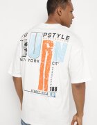  Tricou Alb din Bumbac cu Mânecă Scurtă și Imprimeuri Decorative pe Spate și în Față Azariel