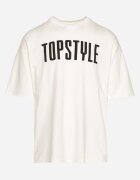  Tricou Alb din Bumbac cu Mânecă Scurtă și Imprimeuri Decorative pe Spate și în Față Azariel